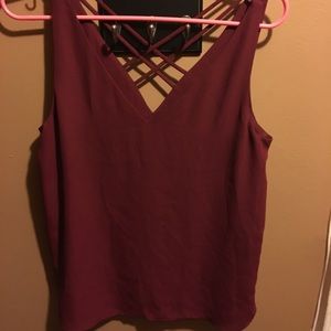 Express size S maroon cross cross tank